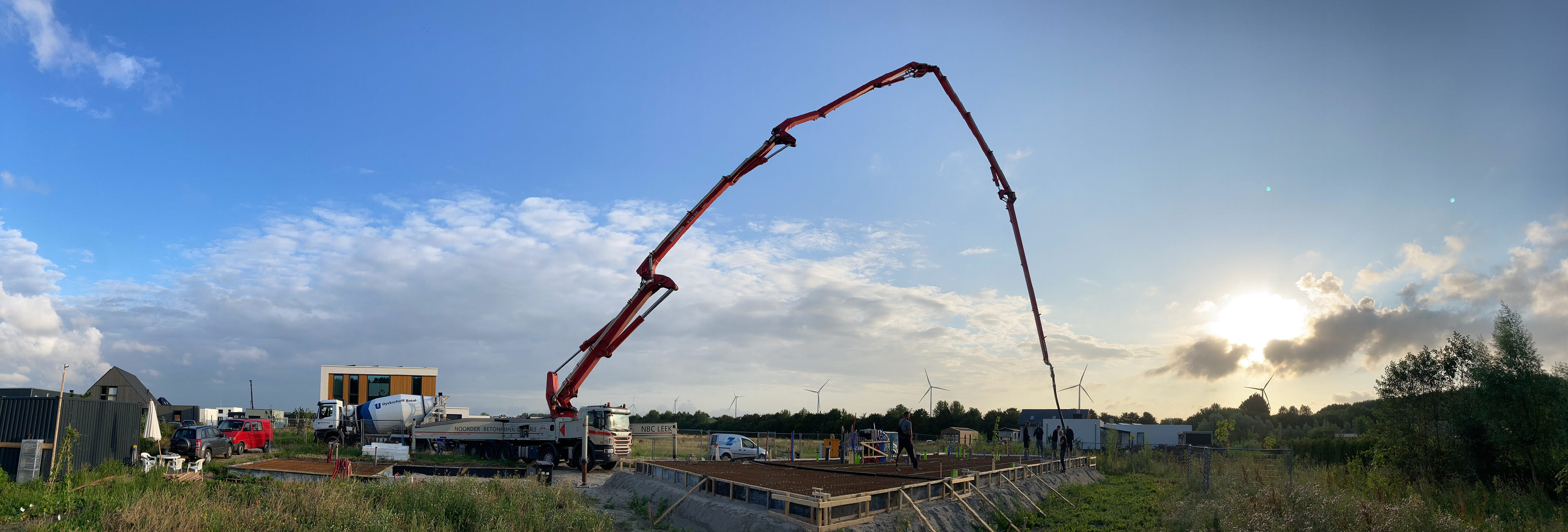 Pouring the concrete flour